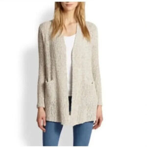 New $338 Joie Kamie Women Natural Loose Knit Open Front Cardigan Sweater Size XS